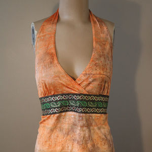 Boho Chic Festival Tie Dye Embroidered Halter Top